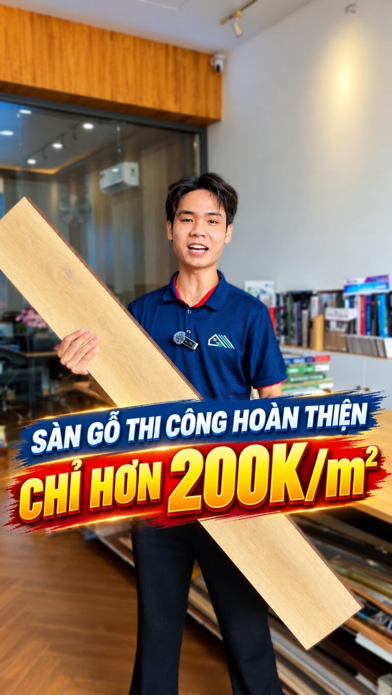 Chỉ hơn 200K/m² bạn đã sở hữu ngay 1m² sàn gỗ thi công hoàn thiện